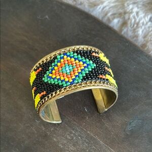 Colorful Boho Bohemian Beaded Cuff Bracelet